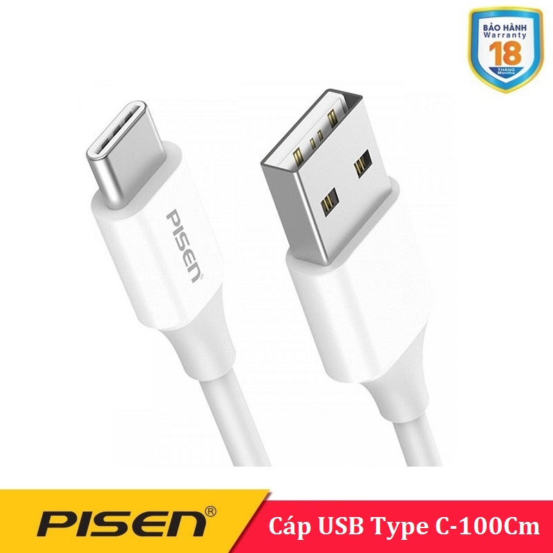 Cáp sạc nhanh Type C Pisen ,100Cm , Bảo Hành 18 Tháng