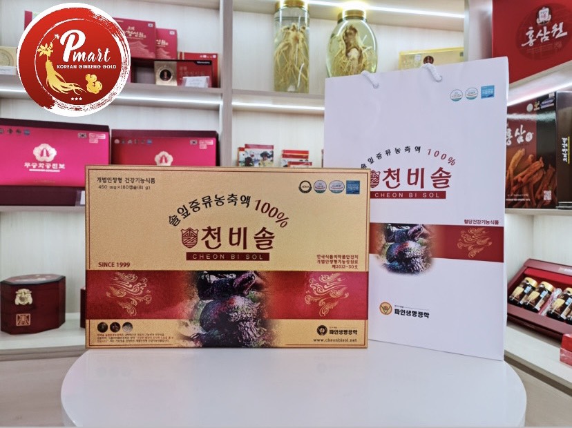 Viên tinh dầu thông đỏ Hàn Quốc Cheon Bi Sol hộp 180 viên - Hàng nội địa Hàn Quốc cao cấp