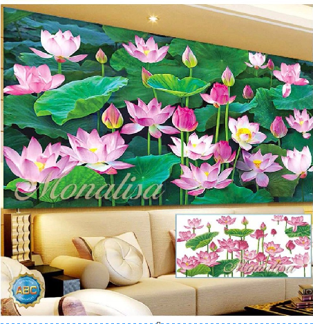 Tranh đính đá đầm sen TRANH TỰ ĐÍNH