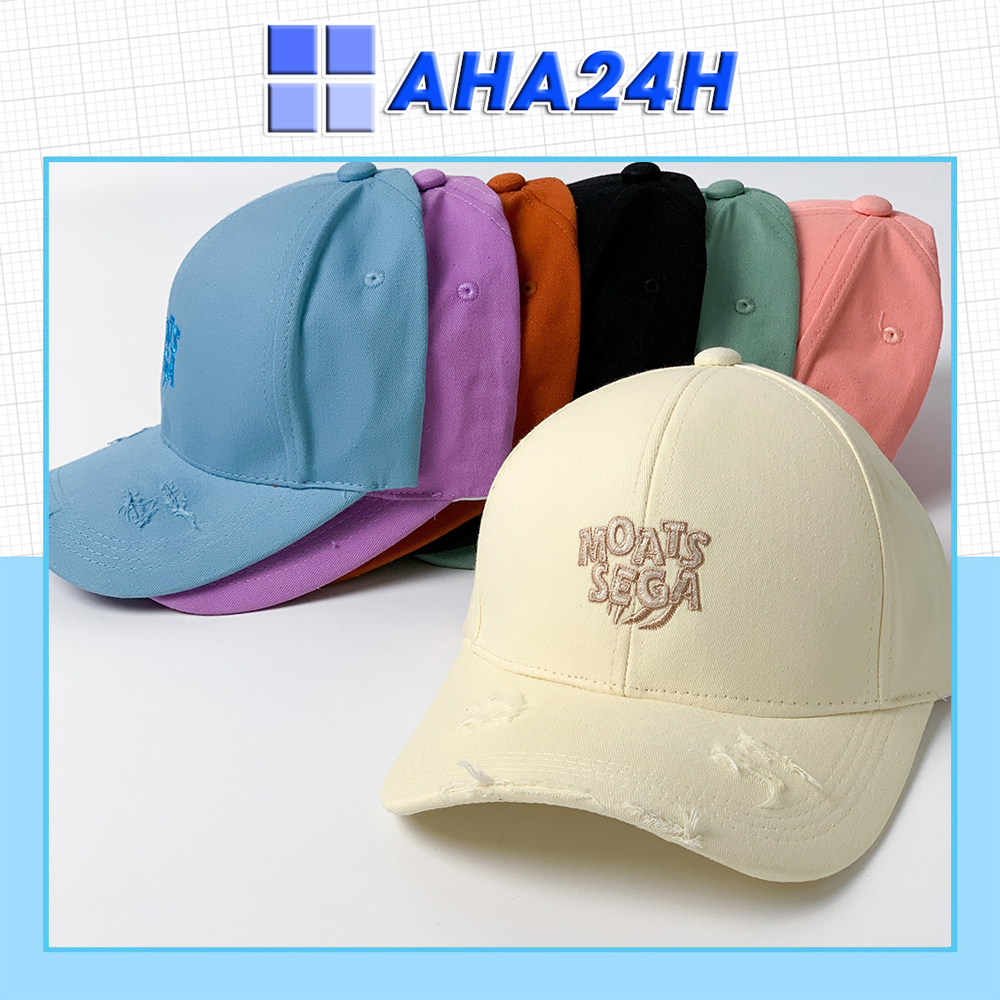 Mũ lưỡi trai kiểu rách tua rua thêu chữ MOATS SEGA thời trang nam nữ phong cách nón kết đẹp AH1570