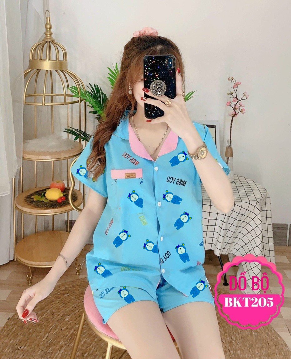 ĐỒ BỘ NGẮN MẶC NHÀ CHẤT VẢI KATE LỤA DƯỚI 55KG