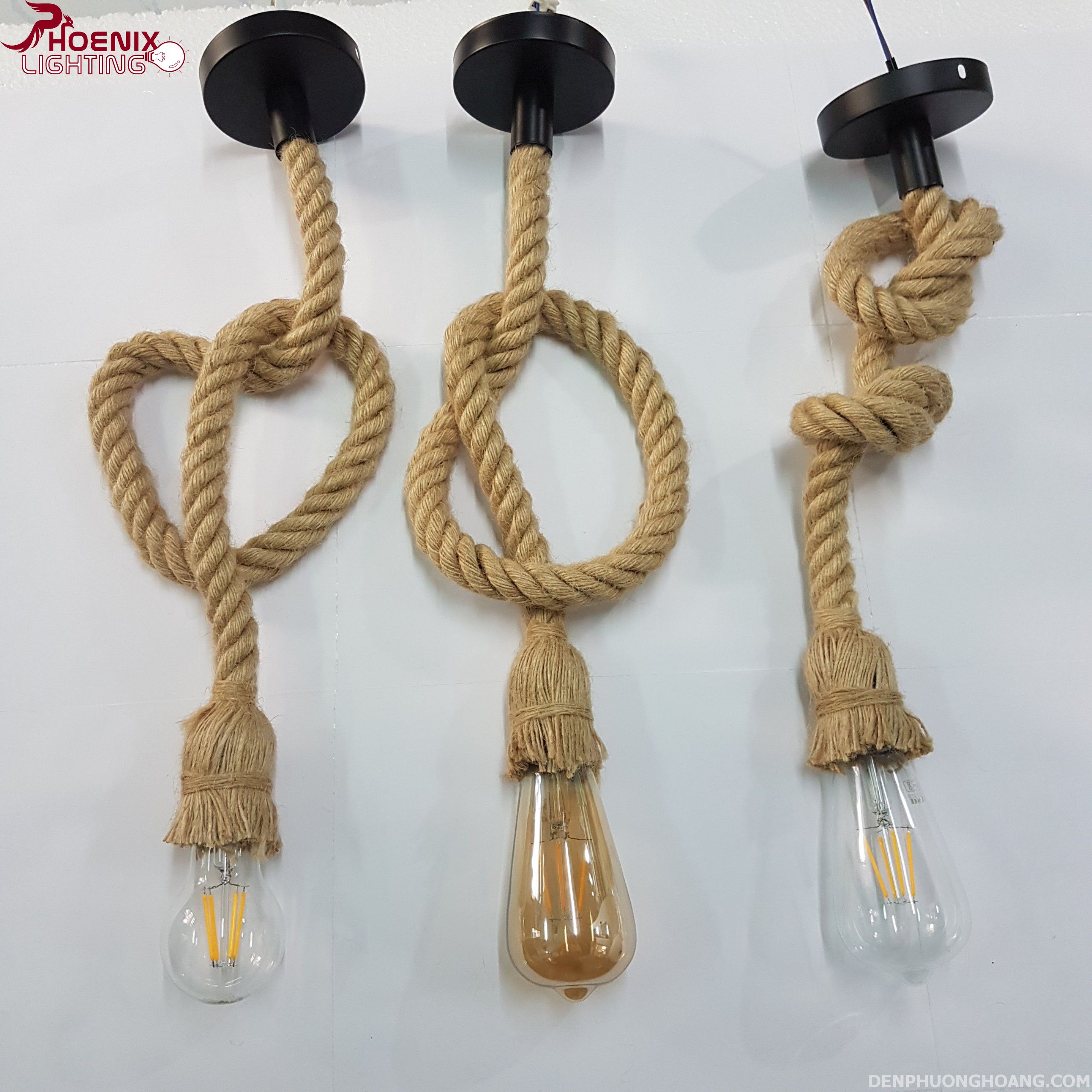 Đèn thả dây thừng một dây 1m (Chưa bóng)