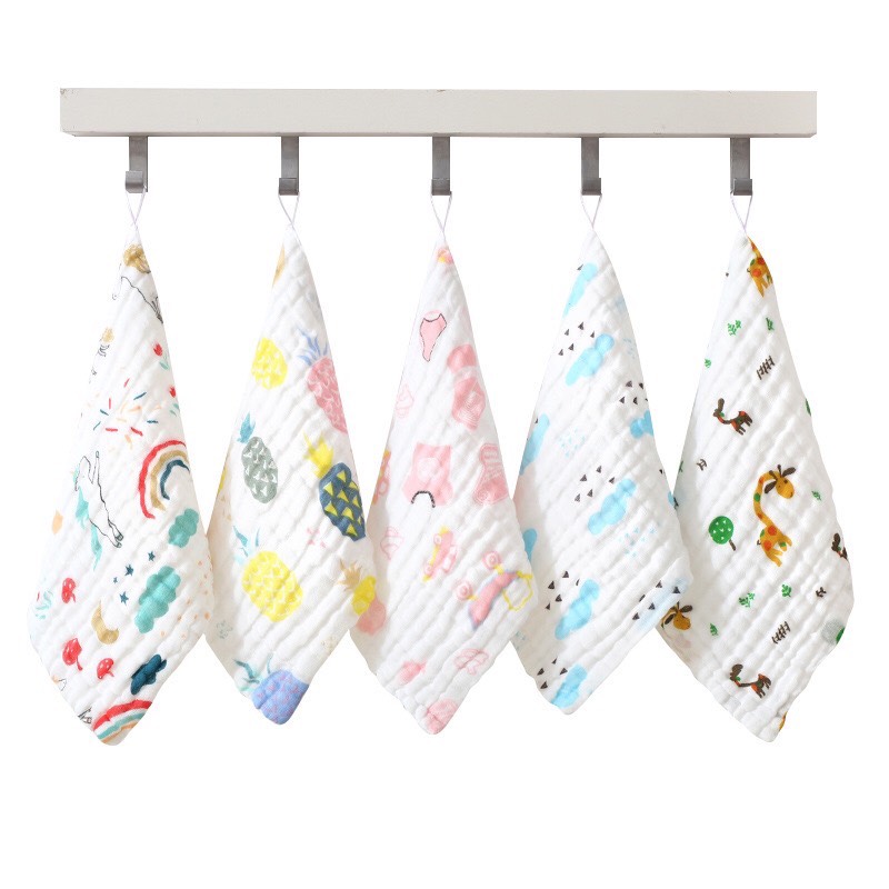 Set 5 khăn sữa Aden cho bé nhiều màu 30x30cm