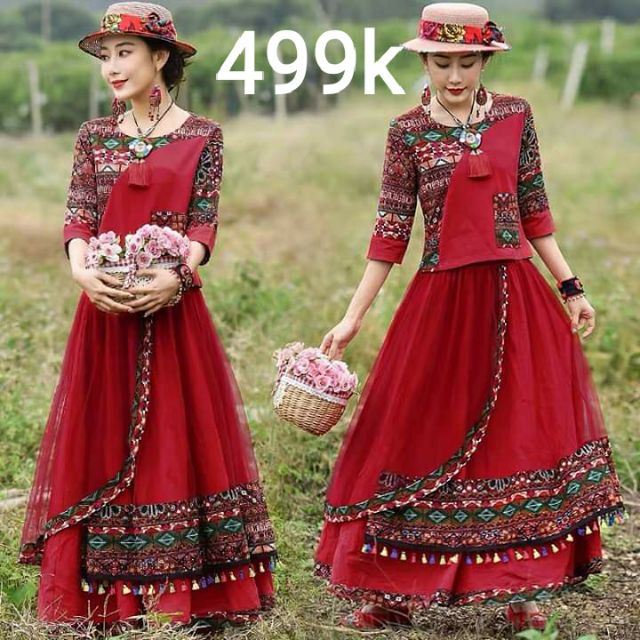 Set Váy Đỏ Thổ Cầm Sapa