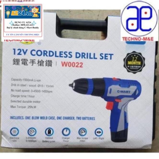 12V Máy khoan sạc pin W0022 C-MART