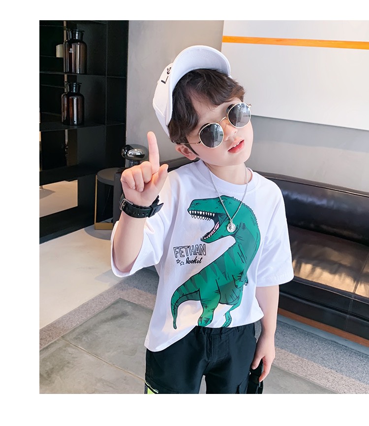 Áo thun khủng long xanh cho bé trai
