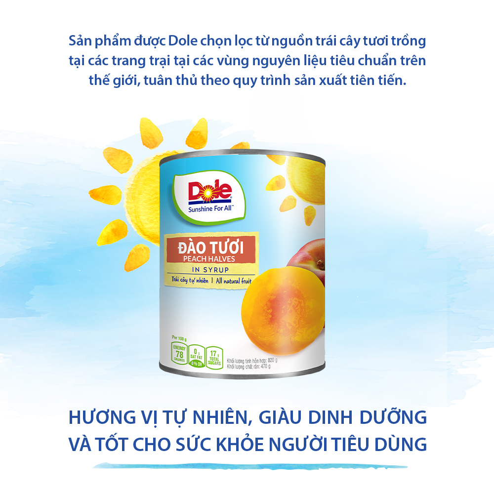 [MUA 2 GIẢM 9%][VOUCHER 50K ĐƠN 209K]Đào Tươi Dole 820g