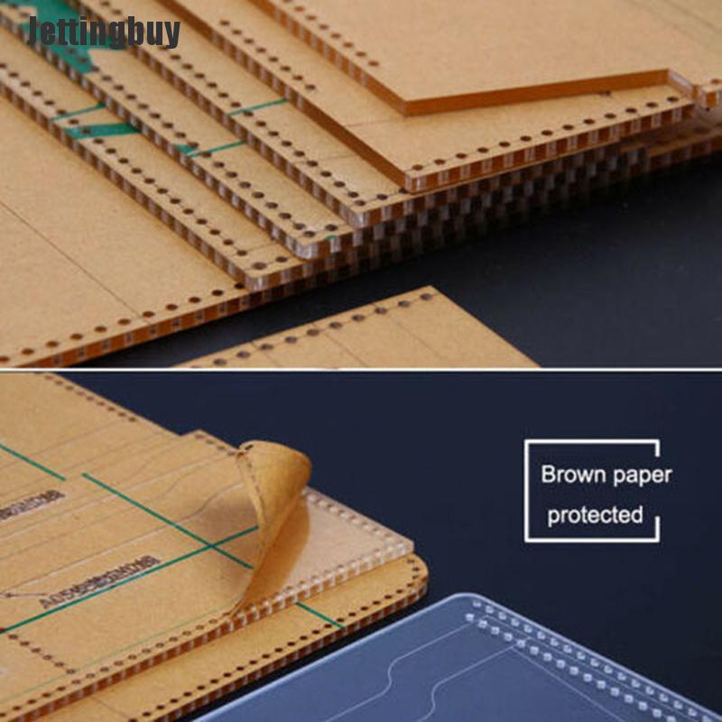 Jettingbuy 13Pcs Clear Acrylic Wallet Pattern Stencil Template Sets Leather Craft DIY Tool