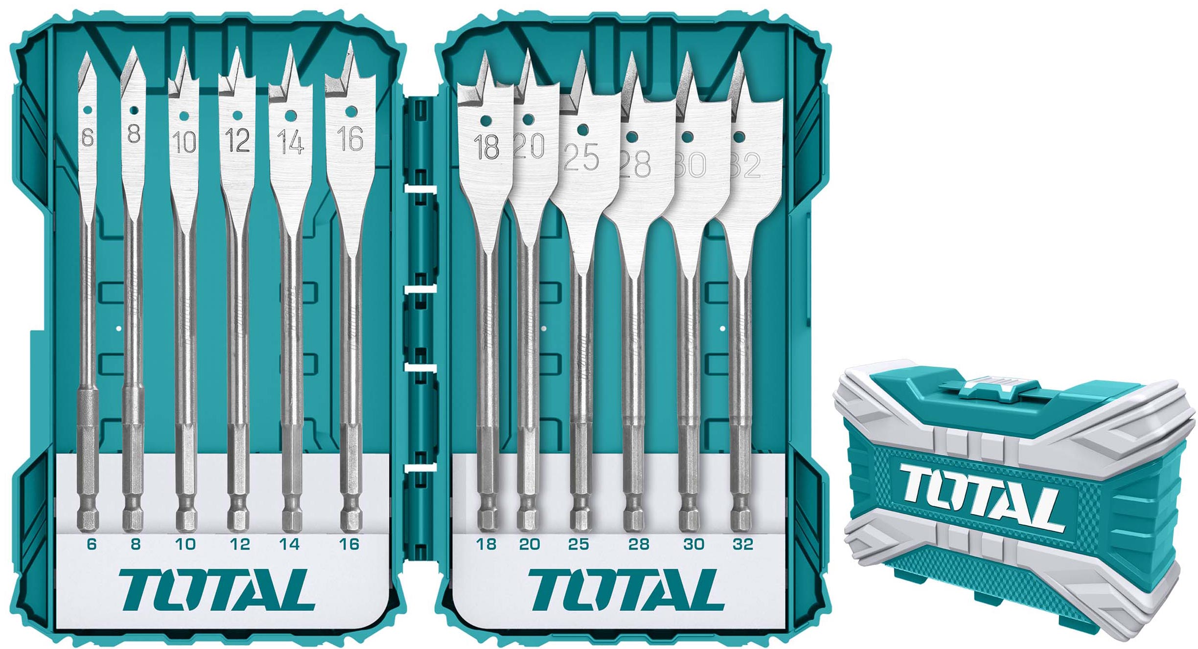 6-30mm bộ mũi khoan gỗ đầu dẹp 12 chi tiết total tacsdl1201