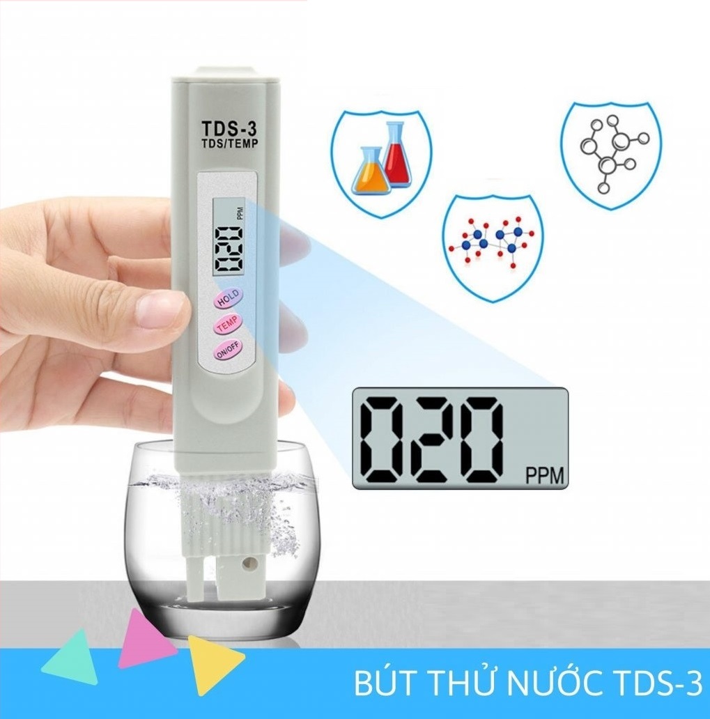 Bút đo kiểm tra nước TDS Độ mặn Đơn vị ppm Bút thử nước sạch, Kết hợp với Bút đo nồng độ Ph, kiểm tra độ mặn cơ bản của nước tưới cây sản phẩm cao cấp