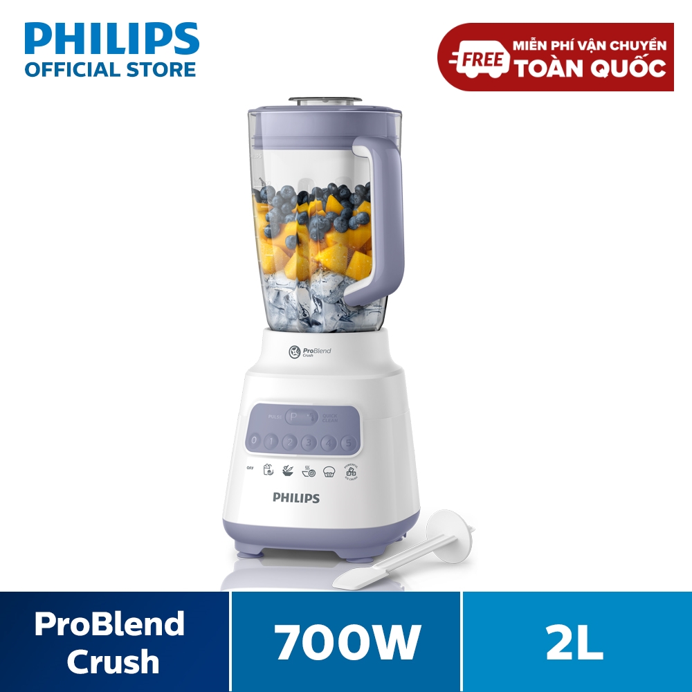 Máy xay sinh tố Philips HR2221/00 - Hàng Phân Phối Chính Hãng - Bộ 2 cối