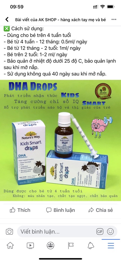 Dha Drops Kids Smart Hàng Úc