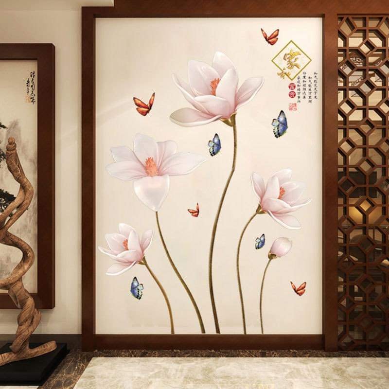 [HCM]DECAL DÁN TƯỜNG HOA BÚP HỒNG