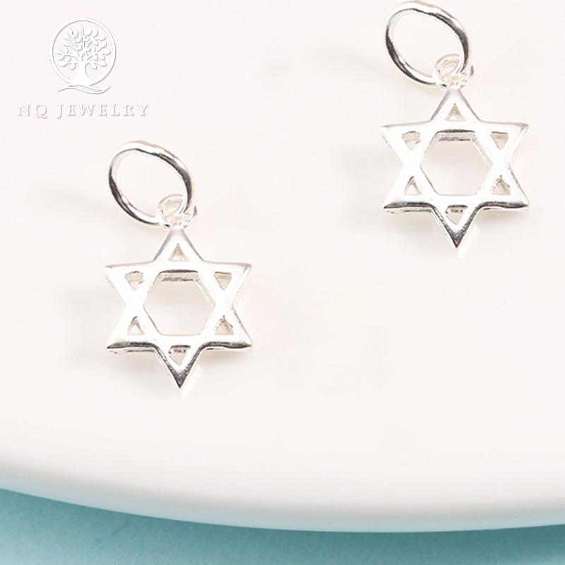 Charm bạc hình ngôi sao 6 cánh treo 11.6x8.5x1.43mm - nq jewelry