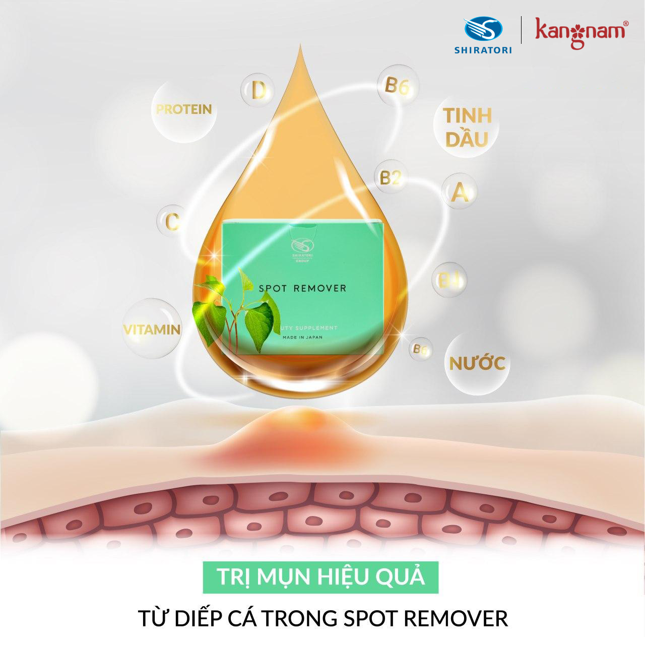 viên uống giảm mụn shiratori spot remover hộp 30 gói mỗi gói 3 viên 4
