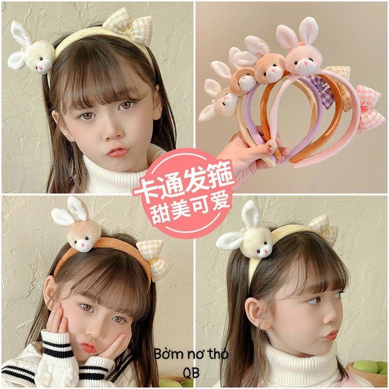 Bờm cài tóc thỏ nơ xinh xắn dễ thương