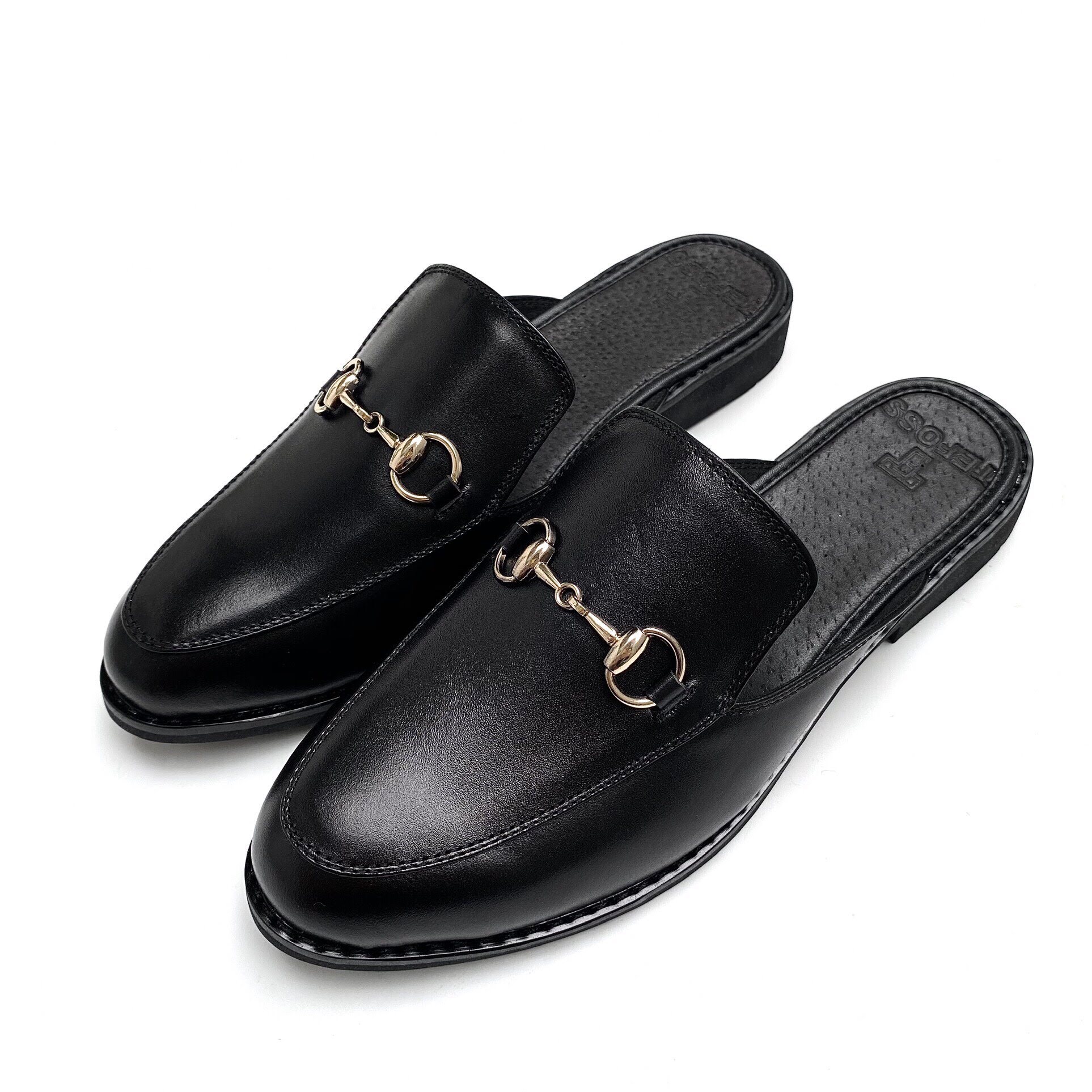 Giày Sục Da Nam TEFOSS HT751 - Đen Khoá Vàng