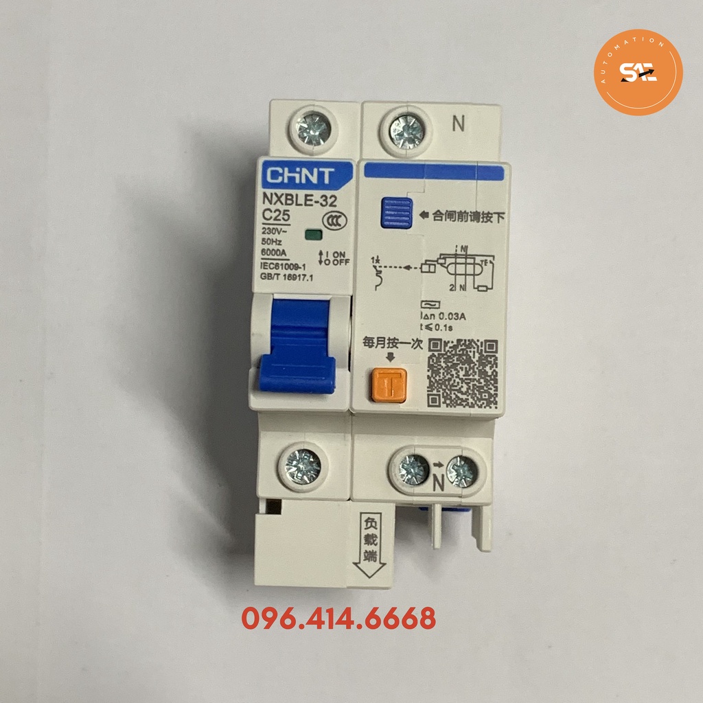 Aptomat chống giật chint rcbo 1p+n 16a,20a,25a,32a,40a,63a nxble-32 6ka, cb chống giật, aptomat chống dòng rò