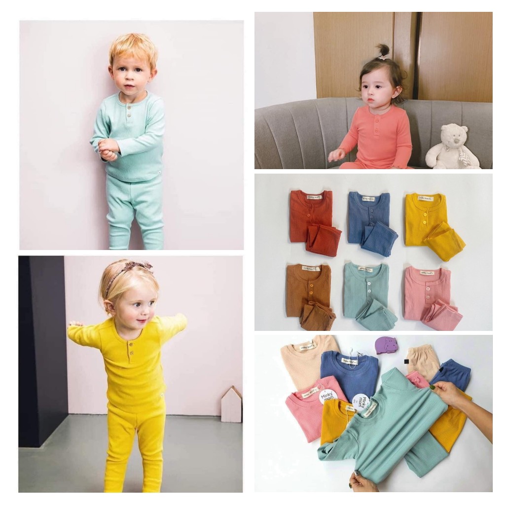 SALE NHANH! BỘ LEN TĂM CỔ TRỤ MINKY MOM CAO CẤP BÉ TRAI BÉ GÁI