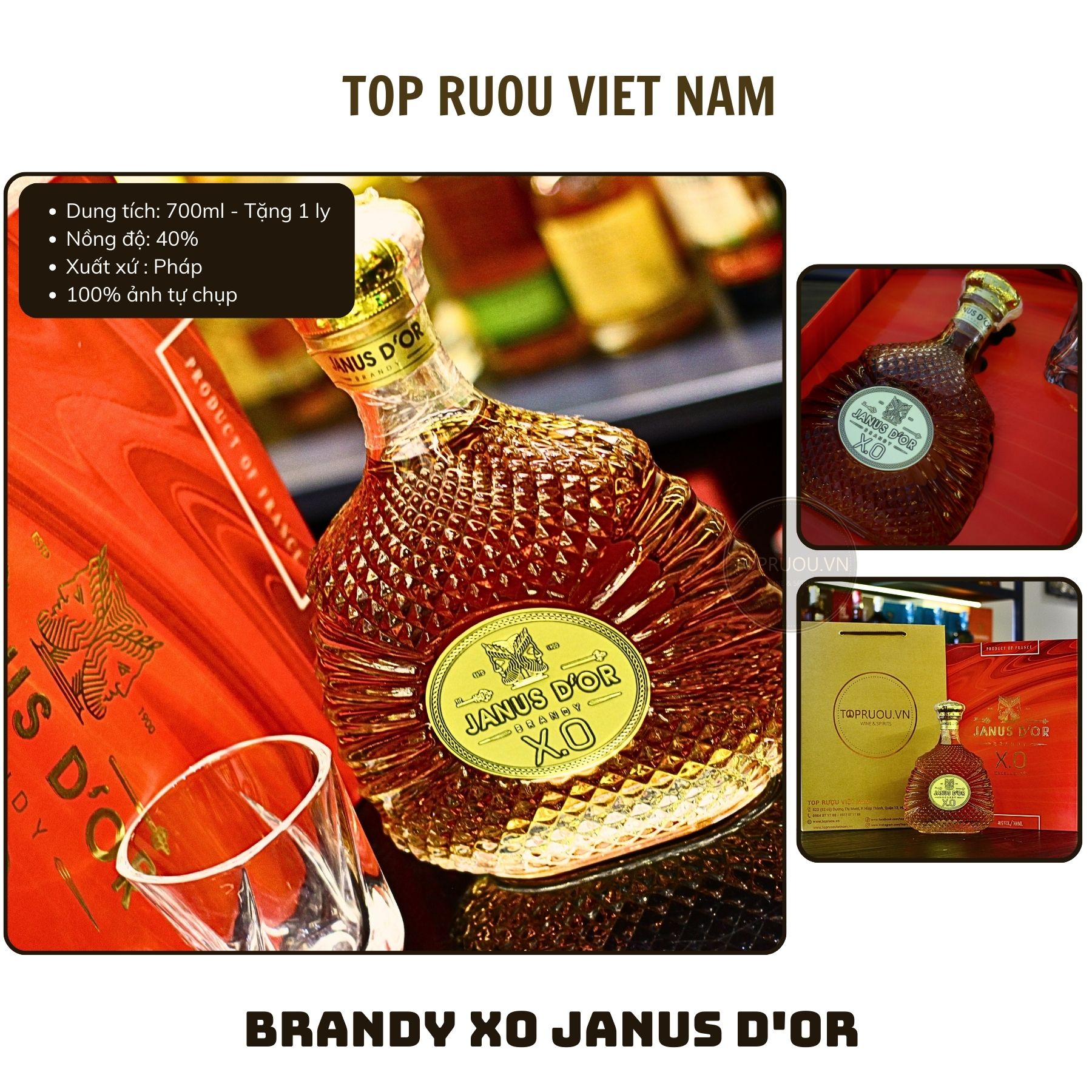 [Top Rượu VN] Brandy XO Pháp Janus - Venus 700ml [Chính Hãng]