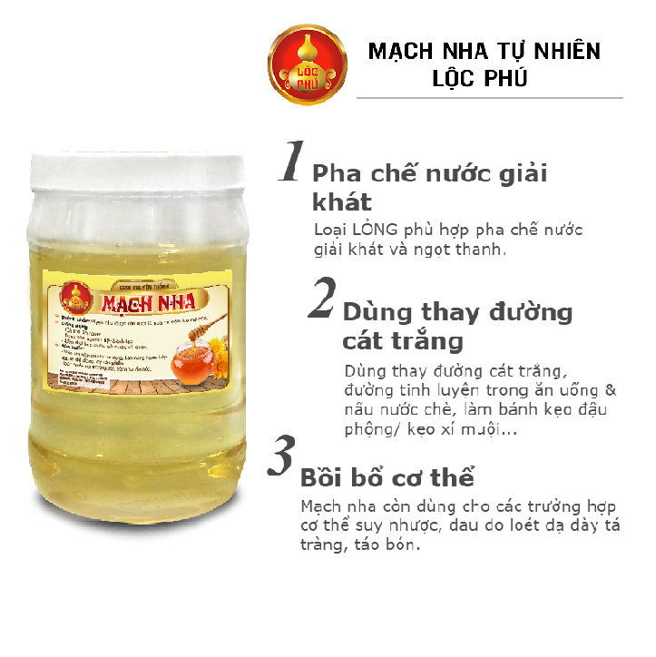 MẠCH NHA TỰ NHIÊN LỘC PHÚ 1000 gr