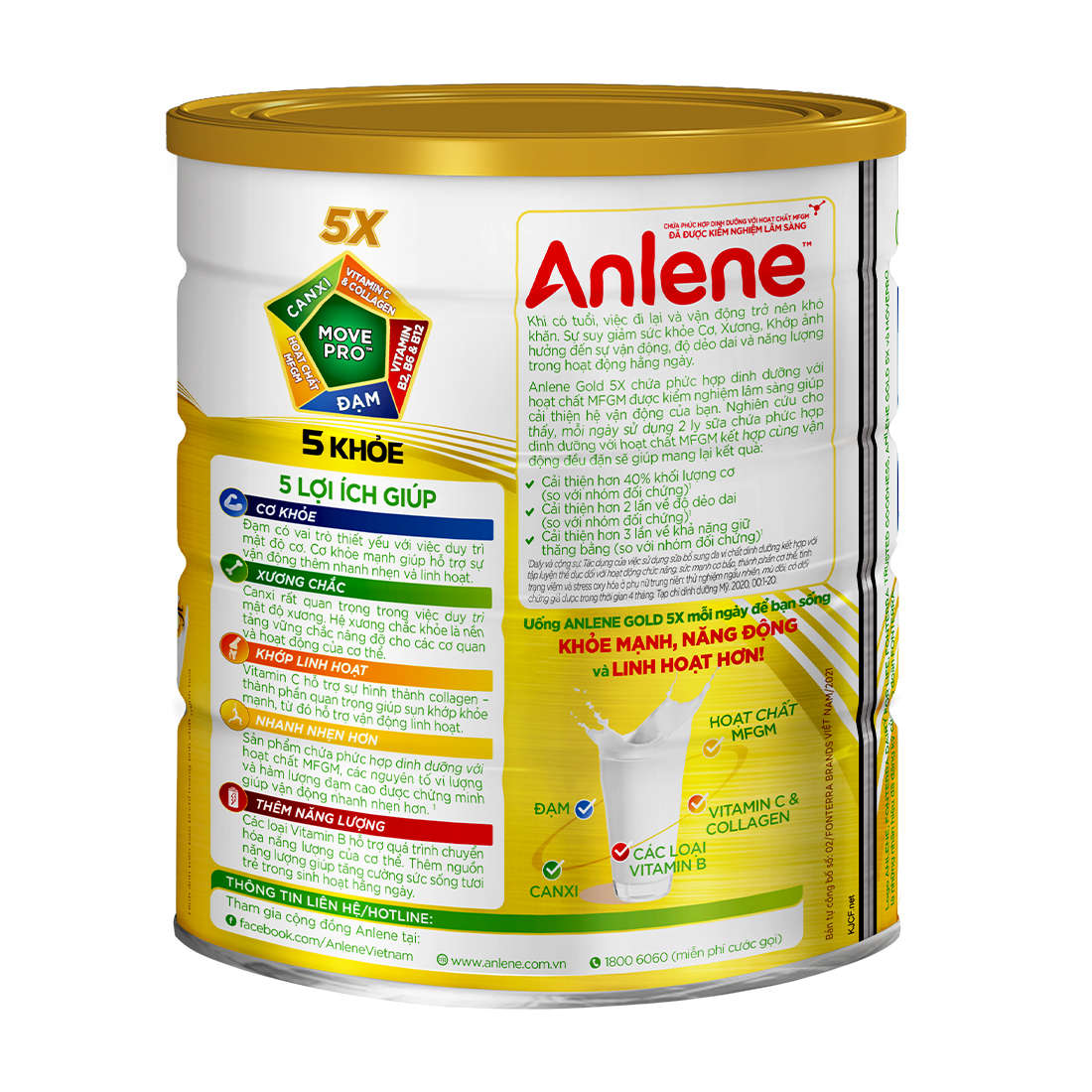 [Date 3.2025] Sữa bột Anlene Gold 5X hương vani lon 800g