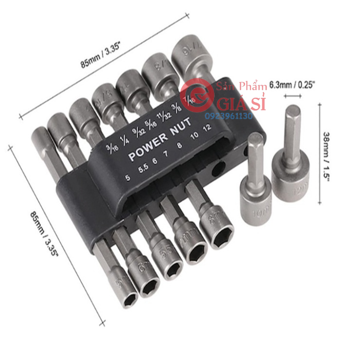 Bộ đầu khẩu lục giác bộ 14 đầu khẩu vặn ốc lục giác gắn máy khoan - đầu tuýp lục giác