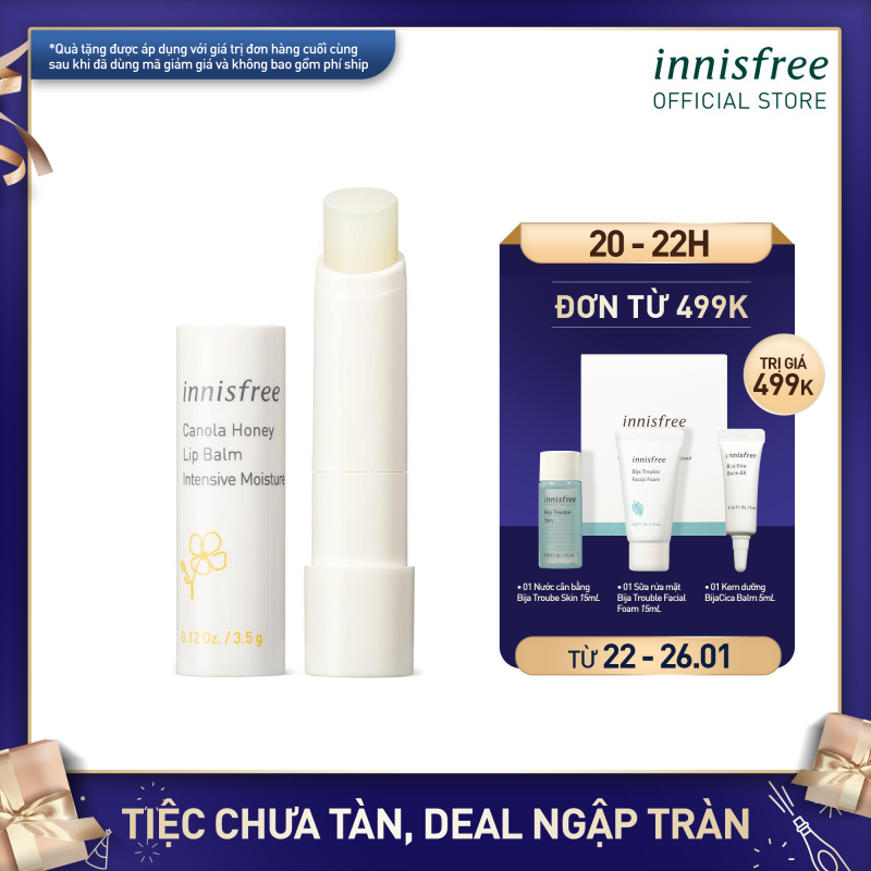 Son dưỡng môi không màu innisfree Canola Honey Lip Balm Deep Moisture 3.5g
