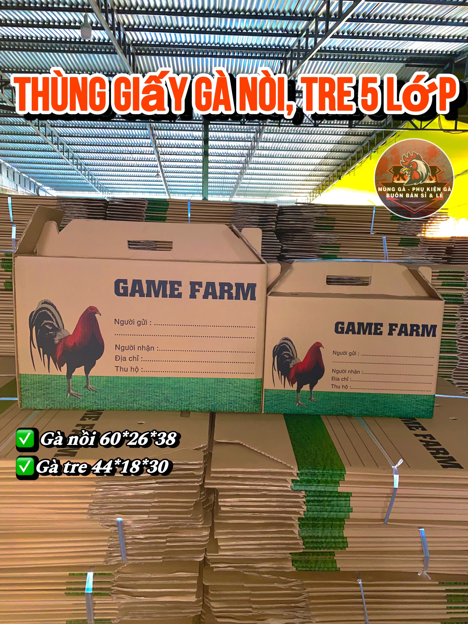 Combo 5 thùng carton đựng gà đá - gà nồi 6038 - gà tre 4430