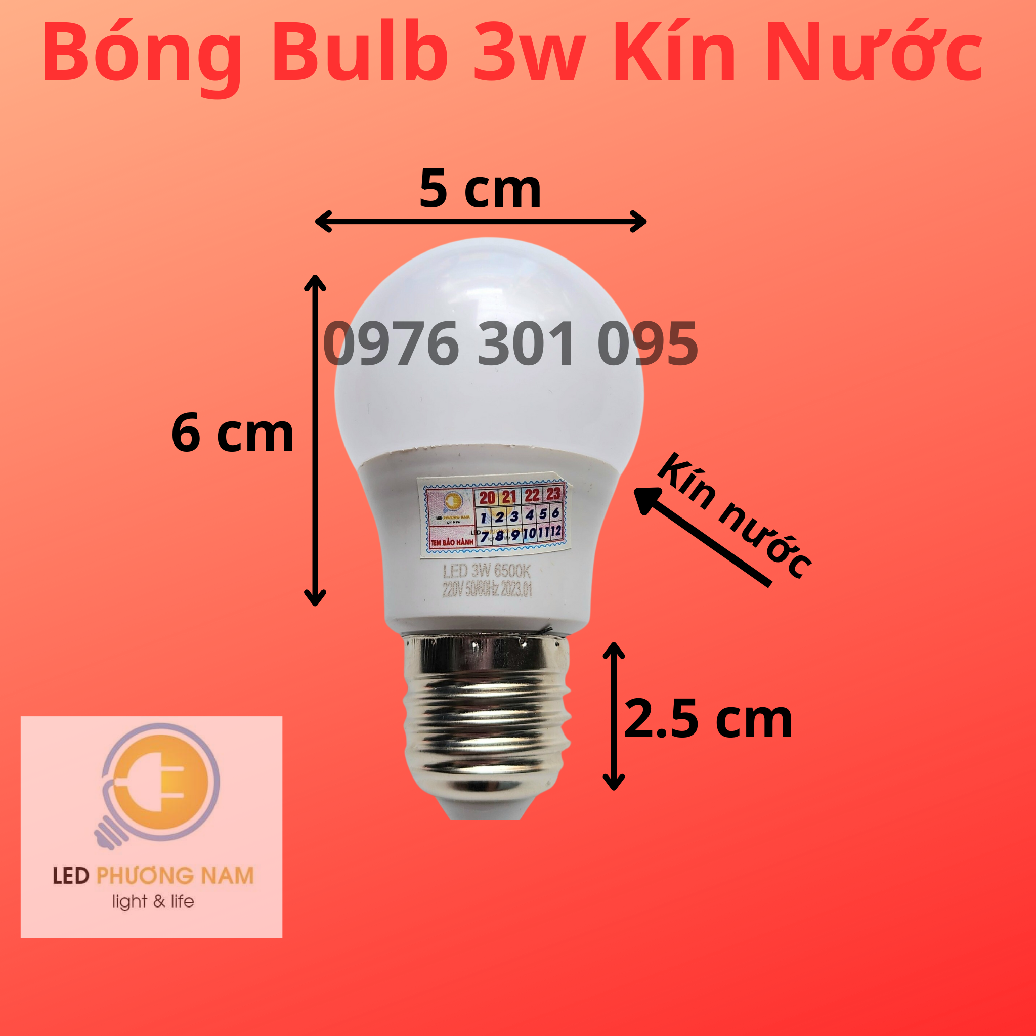 [COMBO 2] Bóng led bulb 3w đuôi E27, Tiết kiệm điện - Trang Trí Ngoài Trời
