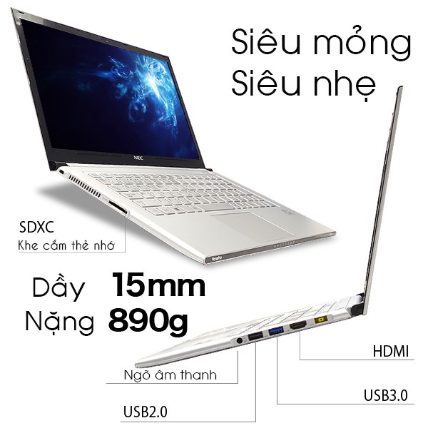 [Trả góp 0%]Laptop siêu mỏng siêu nhẹ Nhật Bản NEC VersaPro PC-VK18 Core i5 i7-3517U 4gb Ram128gb SSD 13.3inch HD vỏ magie siêu bền
