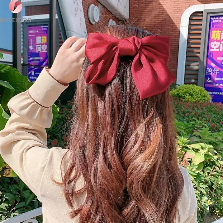 [HCM]Kẹp Tóc Nơ Bản To Vải Lụa Hot Trend Hàn Quốc