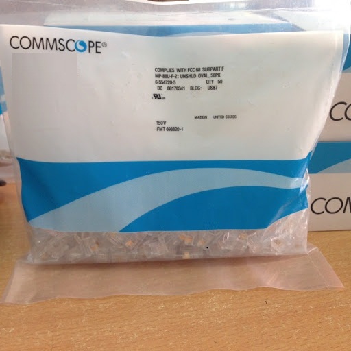 Đầu bấm,hạt điện thoại rj11 4pin chính hãng amp/commscope.
