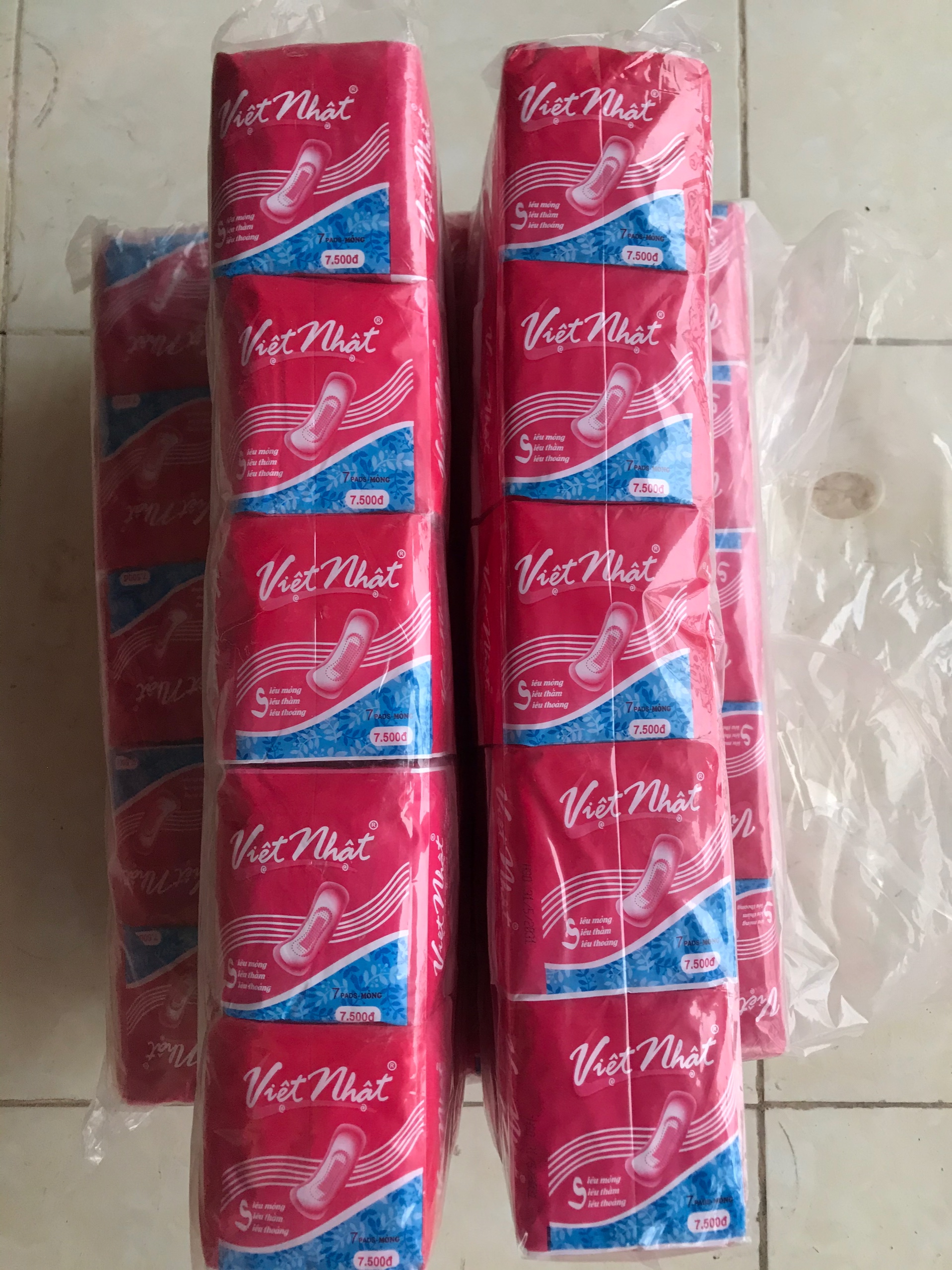 (Không cánh) Combo 10 gói băng vệ sinh Việt Nhật không cánh gói 7 miếng, băng vệ sinh việt nhật, băng vệ sinh không cánh