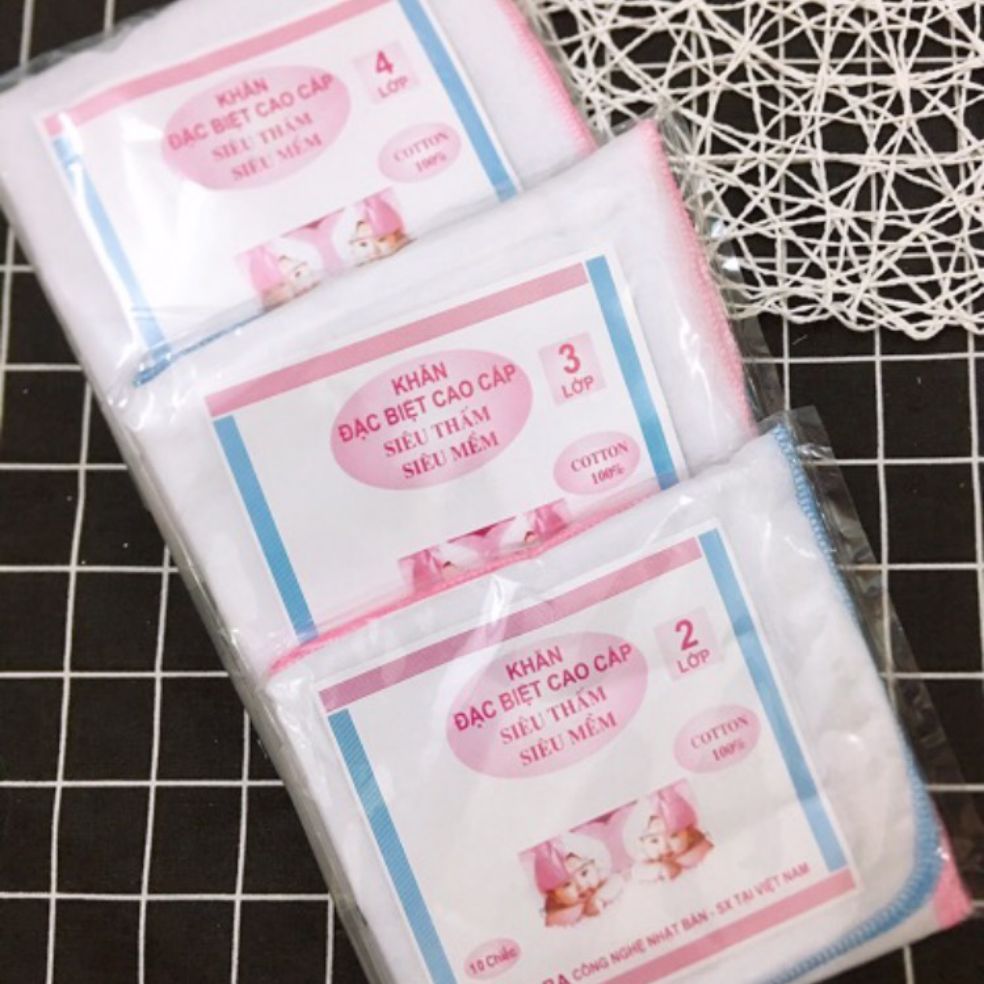 10 khăn xô sữa kipa 2,3,4 lớp siêu mềm, siêu thấm cho bé