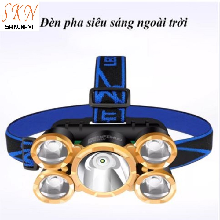 Đèn Pin Đội Đầu Siêu Sáng 5 Mắt Bản Mới Bóng To Hơn, Sáng Hơn, Chống Nước Chống Bụi Tiêu Chuẩn, Đèn Pin Đội Đầu, Đèn Pin Siêu Sáng