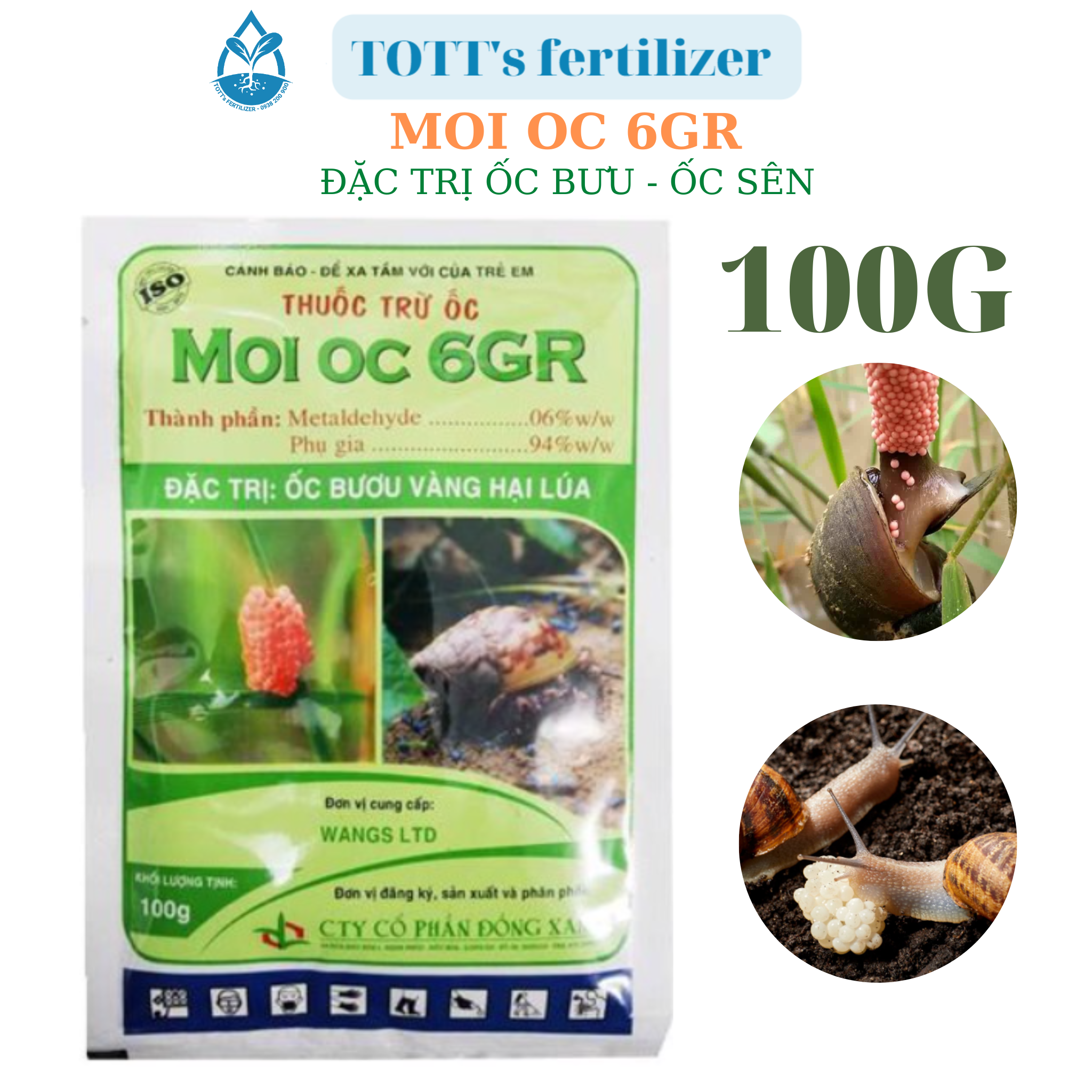 Thuốc diệt ốc moi oc diệt ốc sên cho rau, cây trồng gói 100g