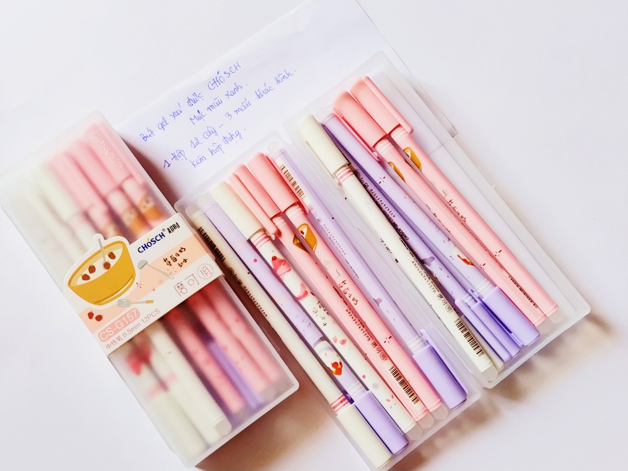 [HCM]Viết gel xóa được Chosh-Mực Xanh/Tím-Hộp 12 cây 3 mẫu khác nhau