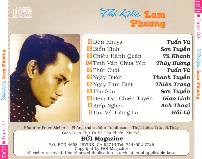 BỘ 5 đĩa CD Tình Khúc Lam Phương 2