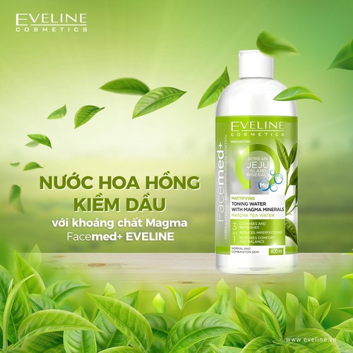 [HCM]Nước hoa hồng kiềm dầu Eveline Facemed 400ml