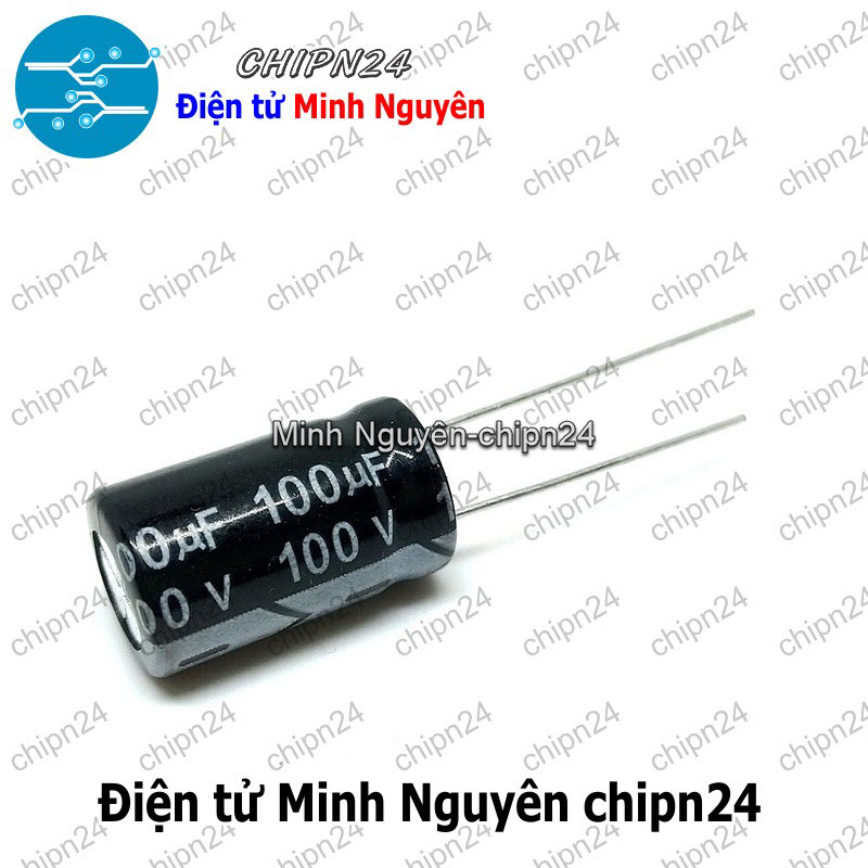 [10 con] (F253) Tụ hóa 100uF 100V Đen (10x17mm) - HH000929