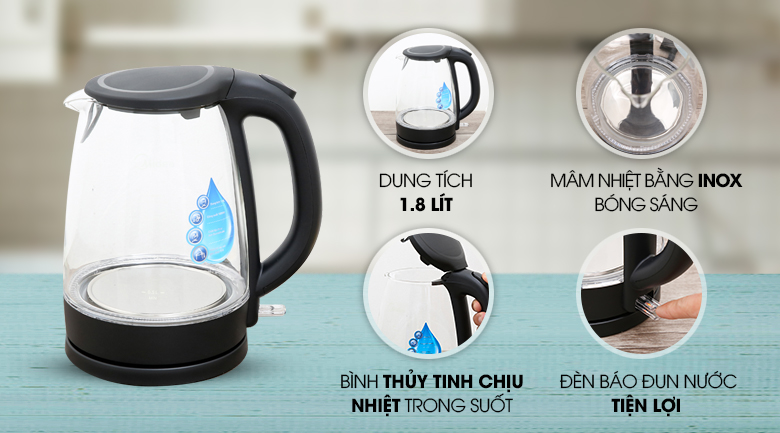 Bình đun siêu tốc Midea 1.8 lít MK-18GC