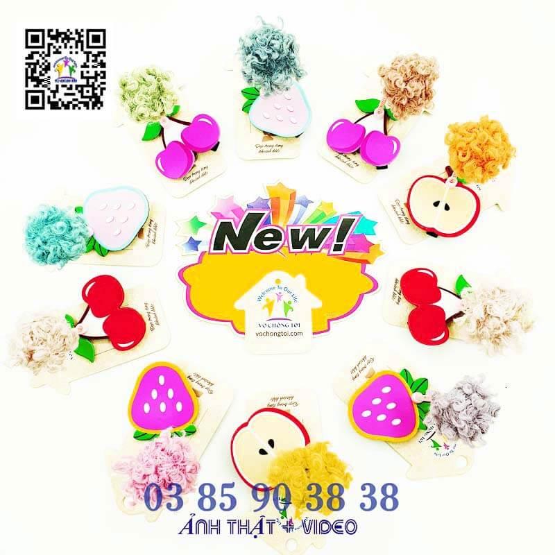 Kẹp tóc nữ Hàn Quốc cute, phụ kiện nữ mỏ vịt, cặp tóc mái cho bé gái lò xo trái cây len dễ thương - thương hiệu Vợ Chồng Tôi