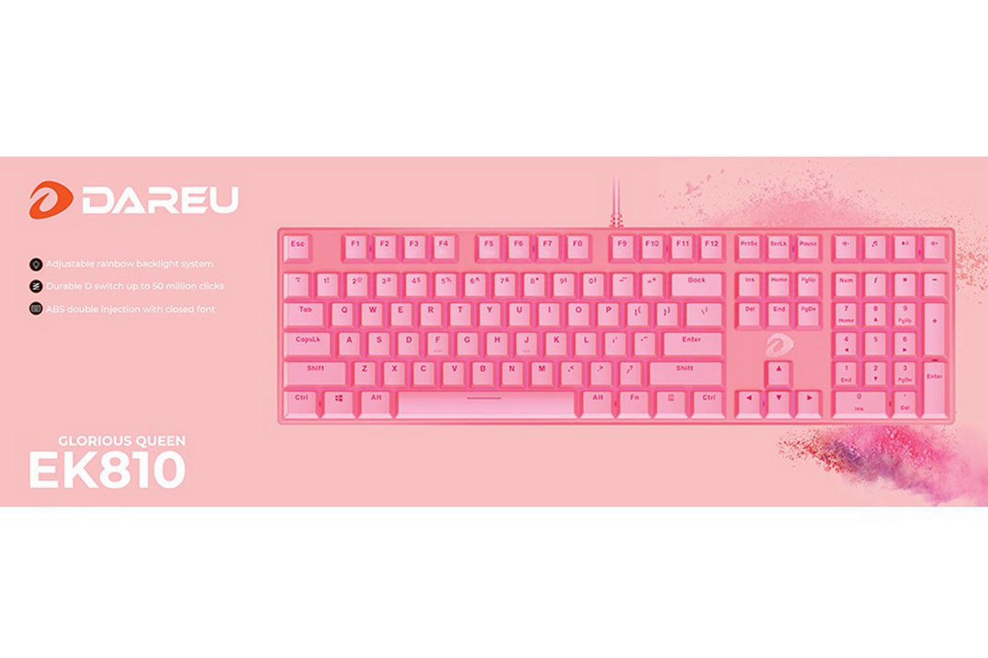 Bàn phím cơ DareU EK810 Queen Pink Blue switch (LED sáng)