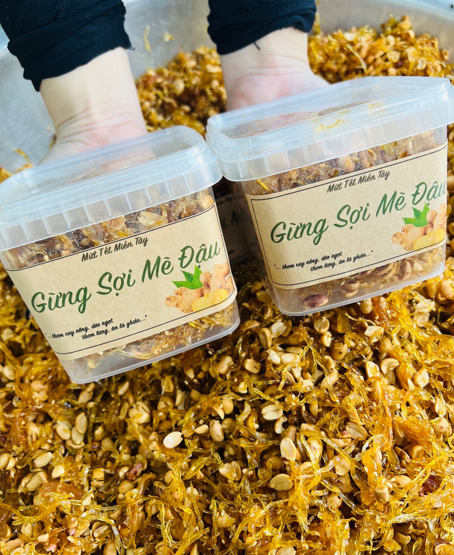 500g Mứt Gừng Sợi Dẻo Mẹ Đậu Thơm Ngon