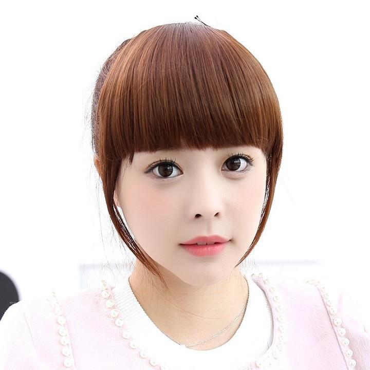 [HCM]TÓC GIẢ MÁI NGỐ HÀN QUỐC-MÀU NÂU ĐEN