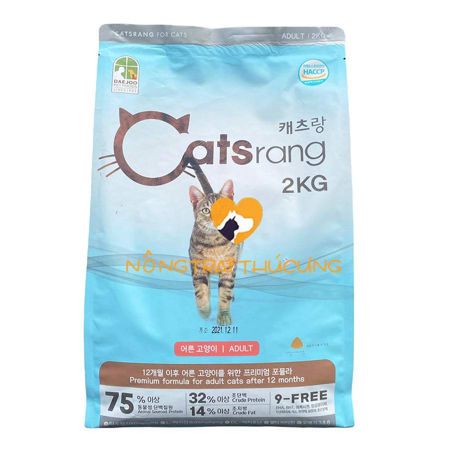 Thức Ăn Hạt Catsrang Cho Mèo Lớn 2kg (Gói Màu Xanh) - [Nông Trại Thú Cưng]