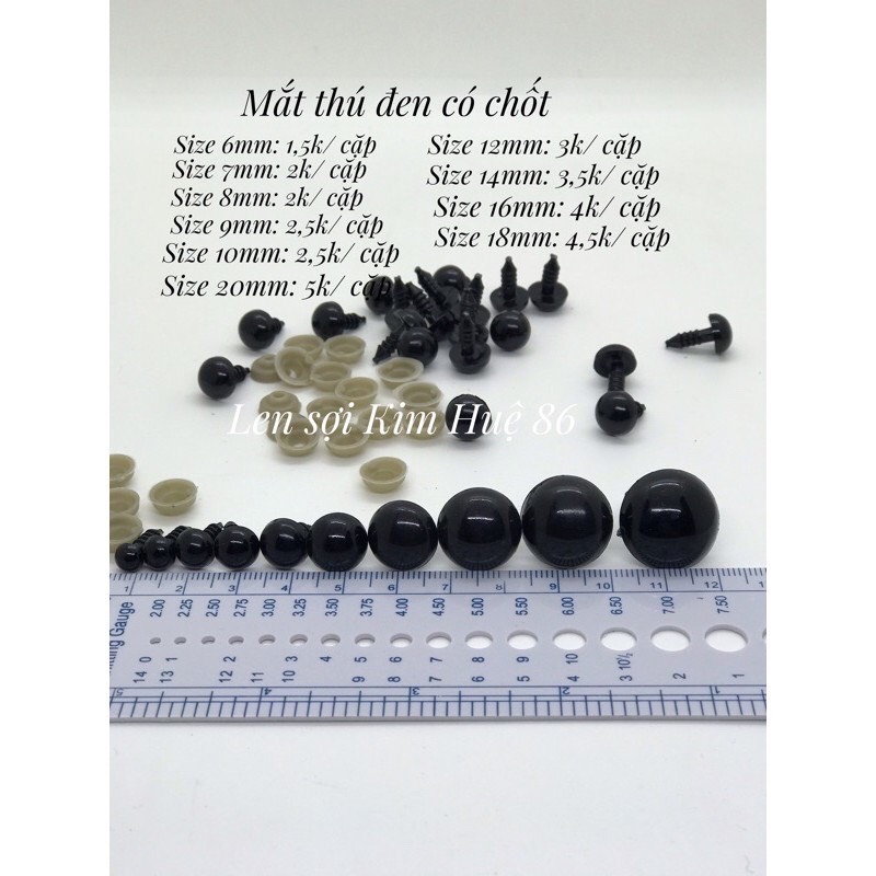 Mắt thú đen kèm chốt
