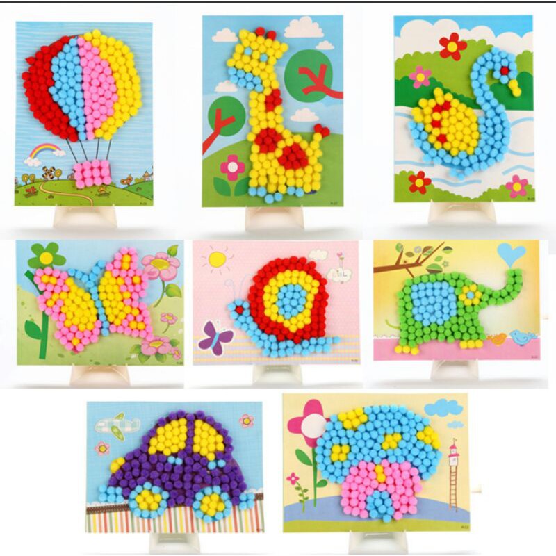 [HCM]Tranh dán pom pom cho trẻ