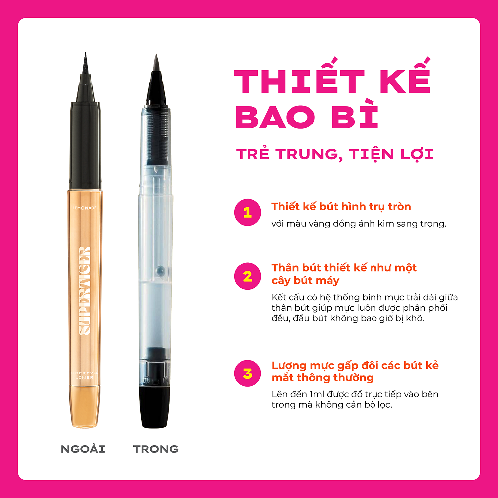 Combo 2 Bút kẻ mắt siêu mảnh Lemonade SuperTiger Micro Eyeliner (1g x2)
